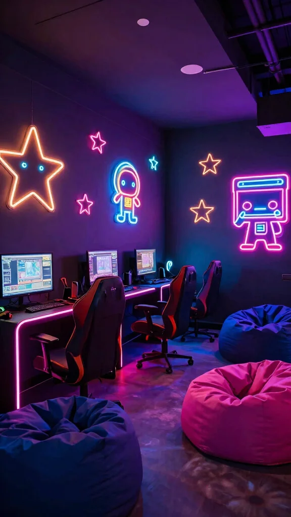 10 Game Room Arcade Ideas That Bring the Fun Home - 1. Glow-in-the-Dark Decor 1