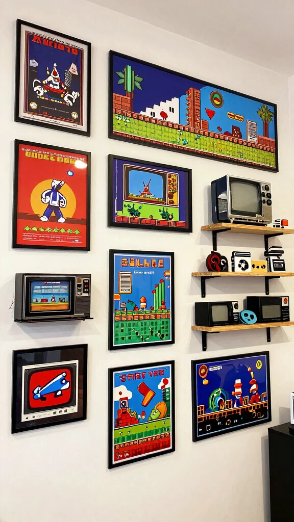 10 Game Room Arcade Ideas That Bring the Fun Home - 4. Themed Wall Art 1