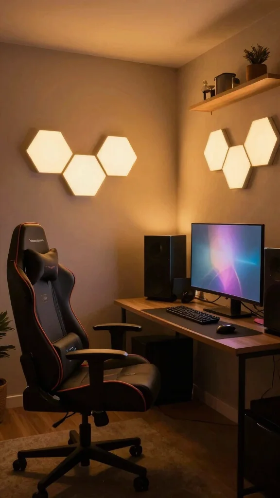 10 Hexagon Light Ideas for Game Rooms That Level Up the Walls - 6. Ambient Backlighting 1