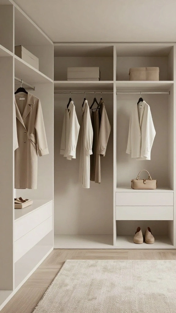 10 His and Hers Walk-in Wardrobe Layout Ideas for a Shared Space - 6. Minimalist Design for a Clean Aesthetic 1