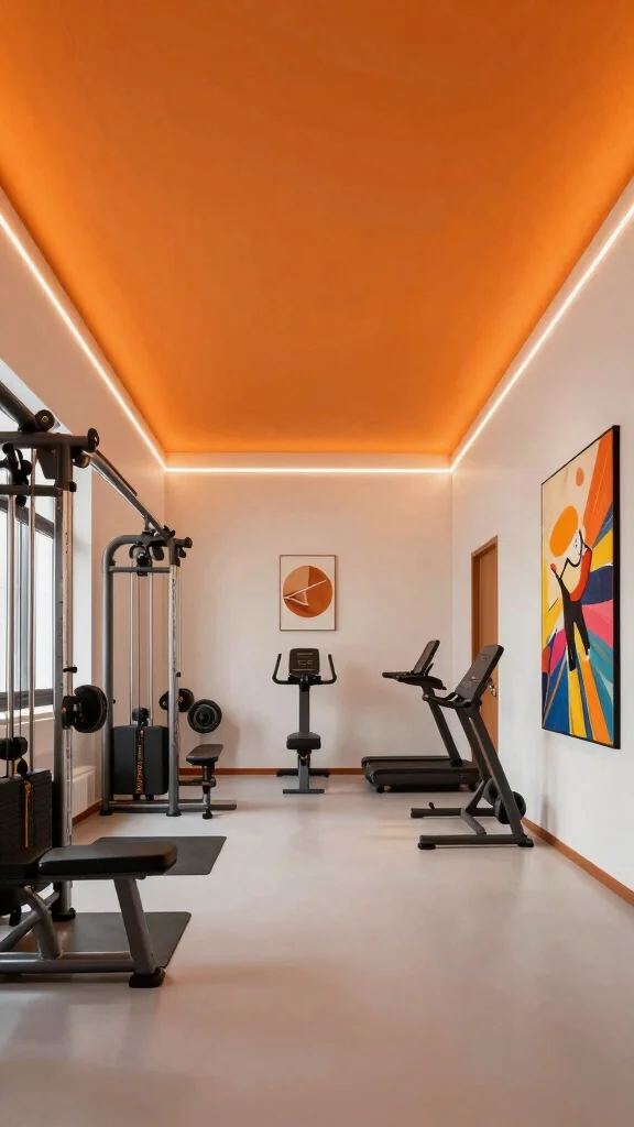 10 Home Gym Ceiling Design Ideas for a More Professional Space - 3. Bold Color Choices to Energize 1
