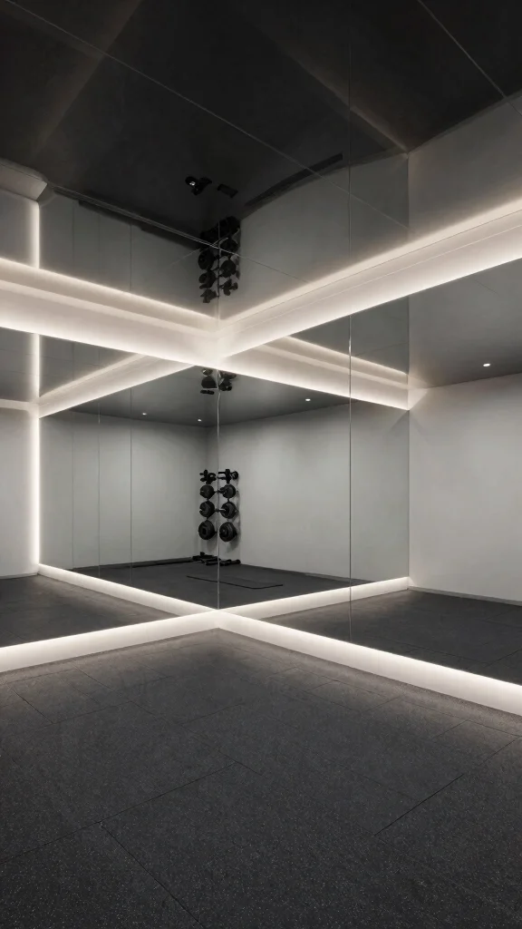 10 Home Gym Ceiling Design Ideas for a More Professional Space - 6. Mirror Ceilings for a Unique Effect 1
