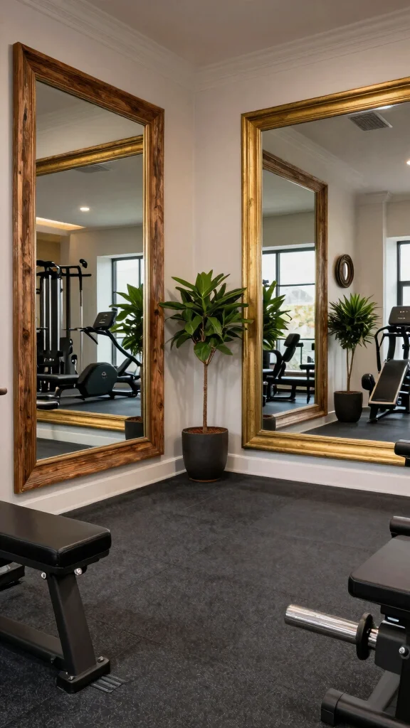 10 Home Gym Ideas With Mirrors That Look Professional - 2. Framed Mirrors for a Touch of Elegance 1