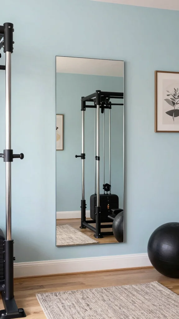 10 Home Gym Ideas With Mirrors That Look Professional - 6. Behind-the-Door Mirrors for Space Saving 1