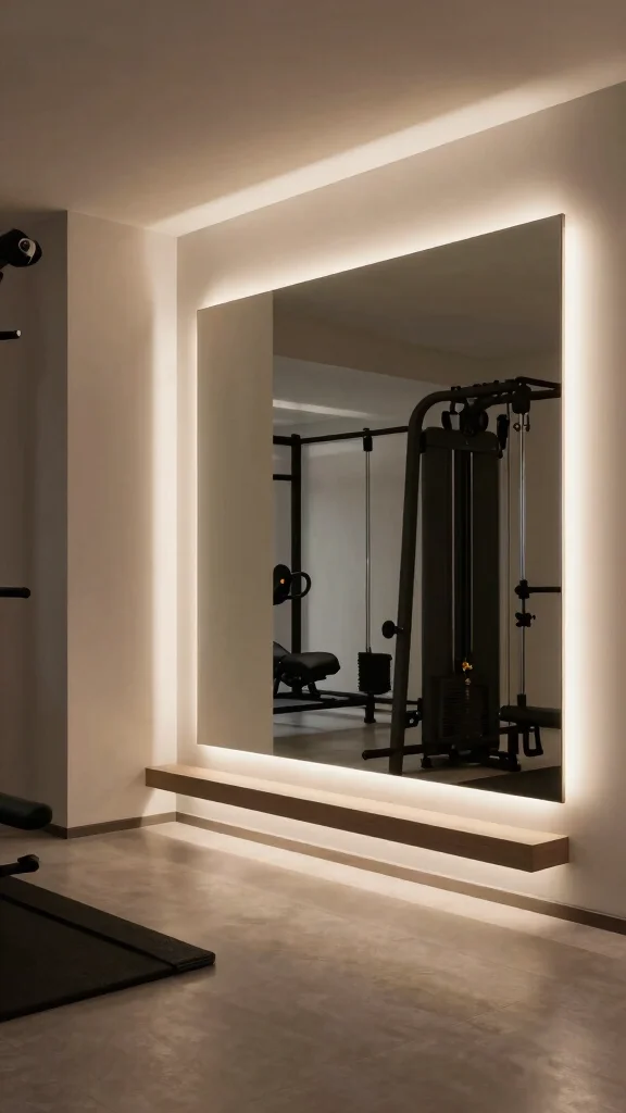 10 Home Gym Ideas With Mirrors That Look Professional - 9. Mirrors with LED Lighting for Modern Appeal 1
