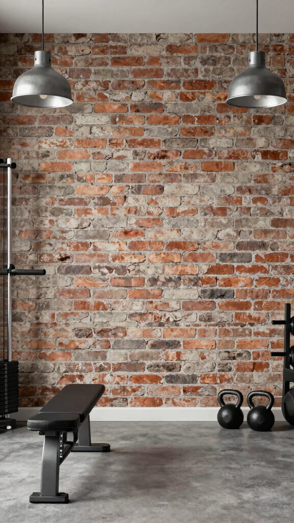 10 Home Gym Wallpaper Ideas From Bold Graphics to Dark Moody Walls - 10. Urban Industrial Style 1