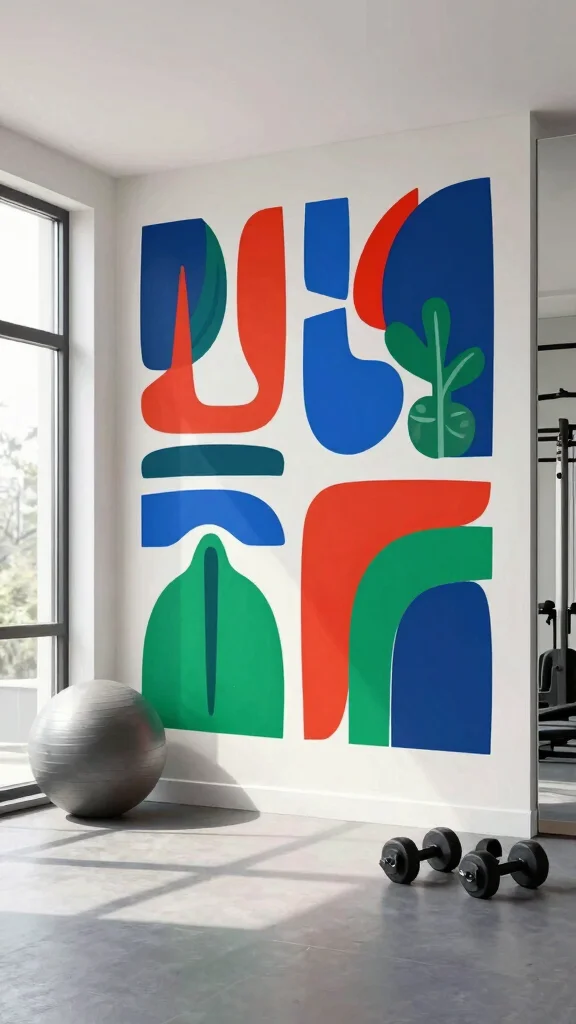 10 Home Gym Wallpaper Ideas From Bold Graphics to Dark Moody Walls - 5. Artistic Graphic Prints 1
