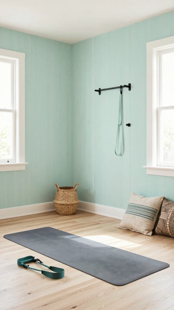 10 Home Gym Wallpaper Ideas From Bold Graphics to Dark Moody Walls - 6. Soft Pastel Tones 1