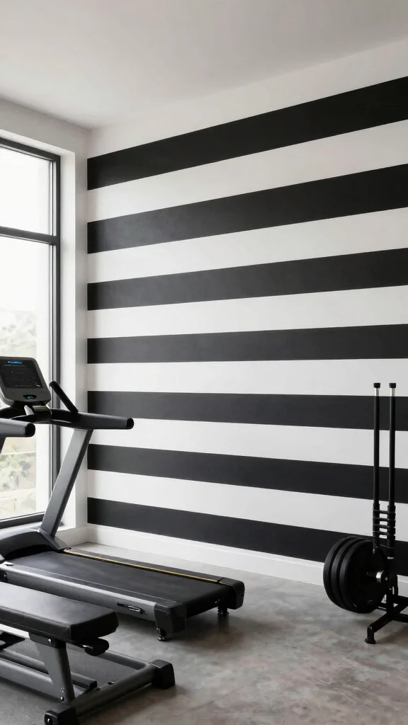 10 Home Gym Wallpaper Ideas From Bold Graphics to Dark Moody Walls - 9. Classic Stripes 1