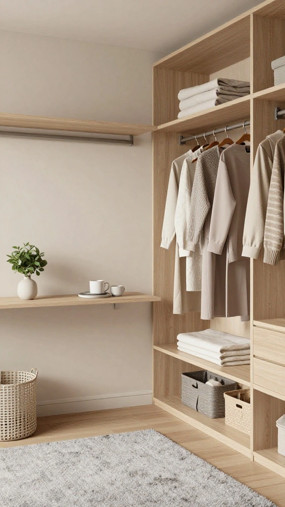 10 Japandi Walk-in Closet Ideas for a Calm, Clutter-Free Dressing Room - 2. Neutral Color Palette 1