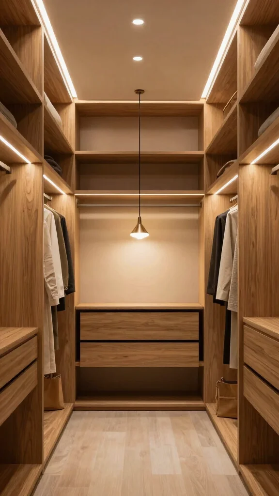 10 Japandi Walk-in Closet Ideas for a Calm, Clutter-Free Dressing Room - 3. Optimal Lighting Solutions 1