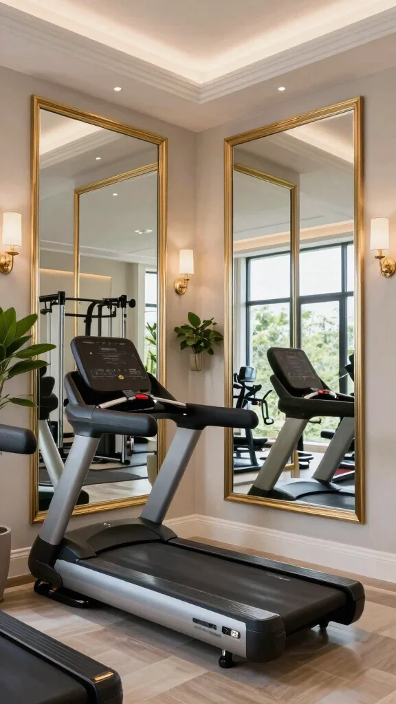 10 Luxury Home Gym Design Ideas Worth Every Investment - 1. Elegant Wall Mirrors 1