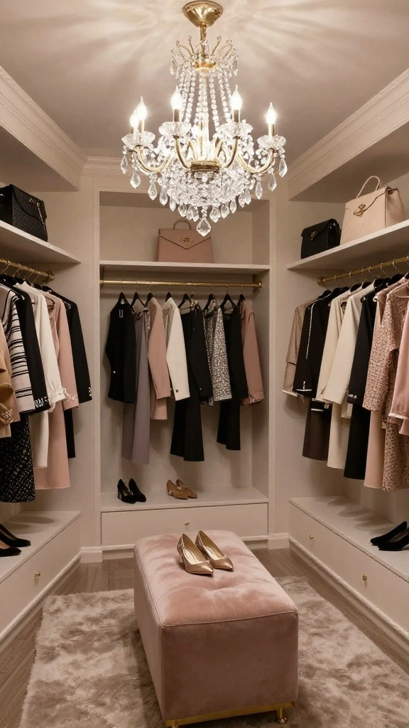 10 Walk-in Closet Chandelier Ideas That Make the Space Feel Special - 1. Glamorous Crystal Chandeliers 1