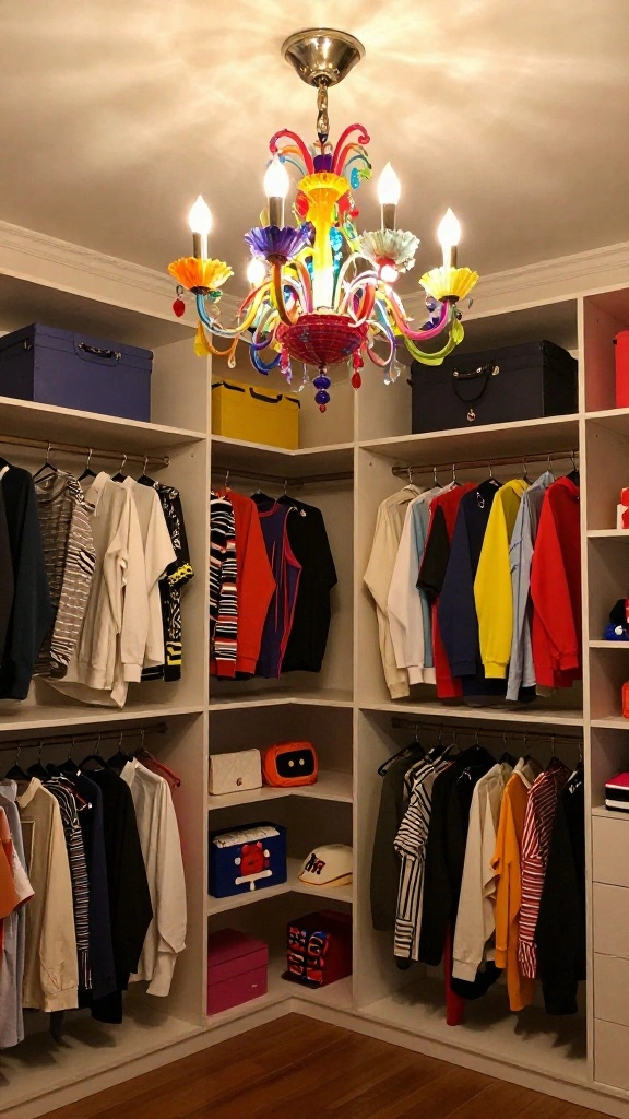 10 Walk-in Closet Chandelier Ideas That Make the Space Feel Special - 10. Creative Colorful Chandeliers 1