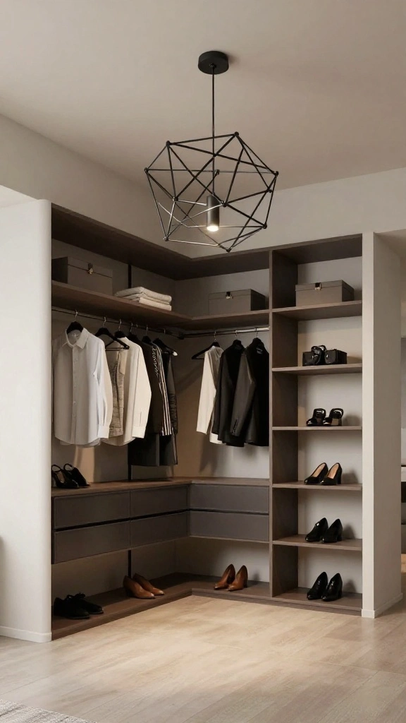 10 Walk-in Closet Chandelier Ideas That Make the Space Feel Special - 2. Modern Geometric Designs 1