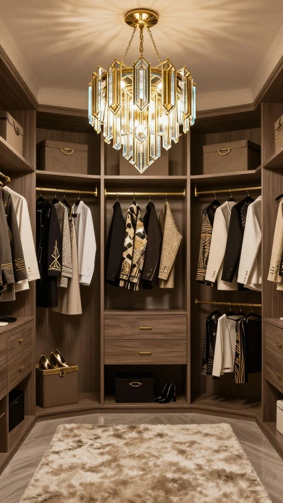 10 Walk-in Closet Chandelier Ideas That Make the Space Feel Special - 6. Art Deco Inspirations 1
