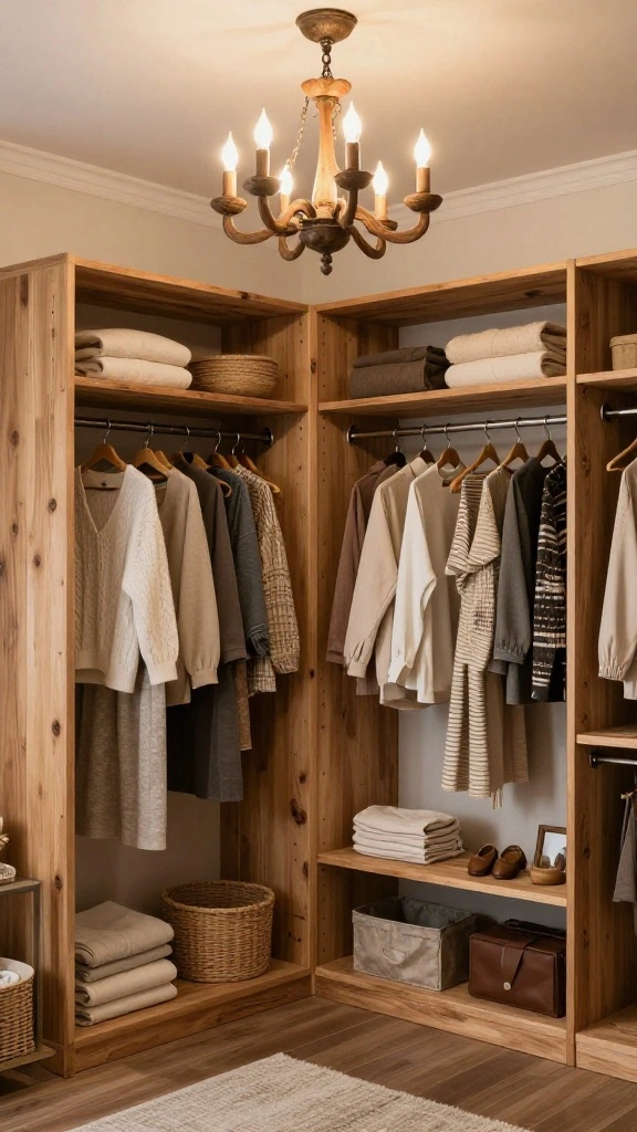 10 Walk-in Closet Chandelier Ideas That Make the Space Feel Special - 8. Rustic Wooden Chandeliers 1