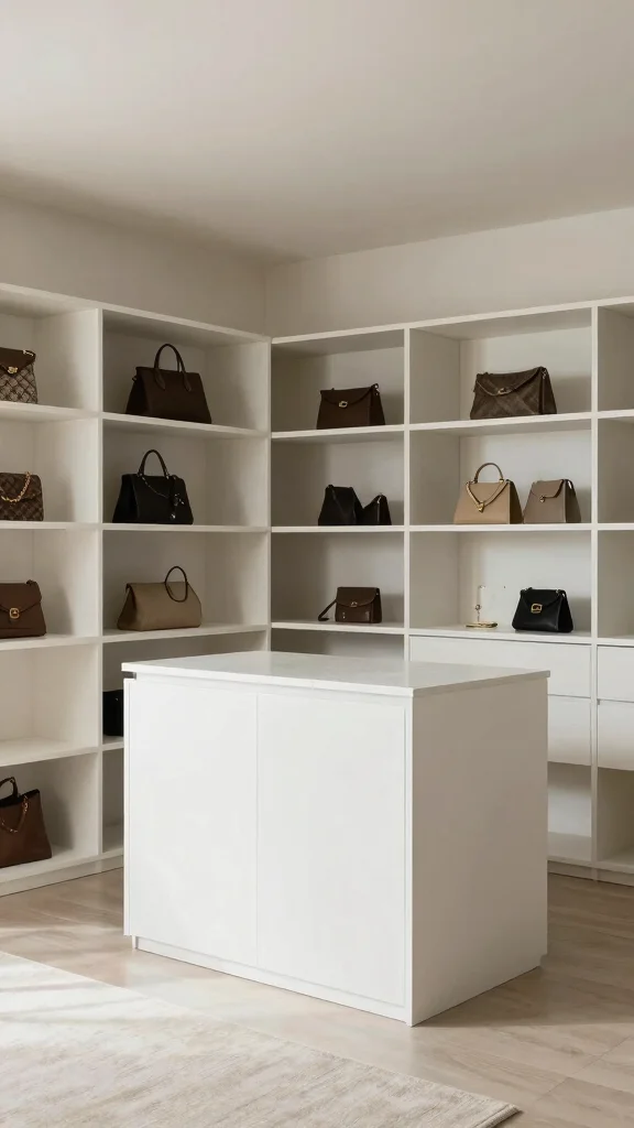 10 Walk-in Closet Island Ideas for Extra Storage and Folding Space - 1. The Modern Minimalist Island 1