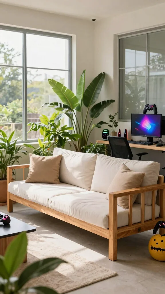 11 Game Room Couch Ideas for Comfort, Durability, and Style - 10. Outdoor-Style Couches for an Airy Feel 1