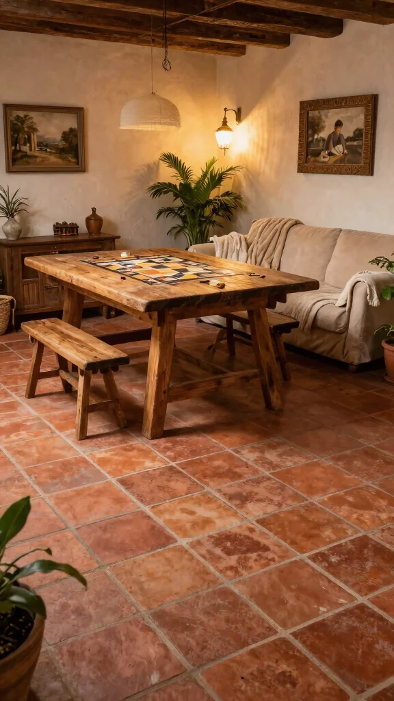 11 Game Room Flooring Ideas That Are Durable and Look Great - 6. Terra Cotta Tiles 1