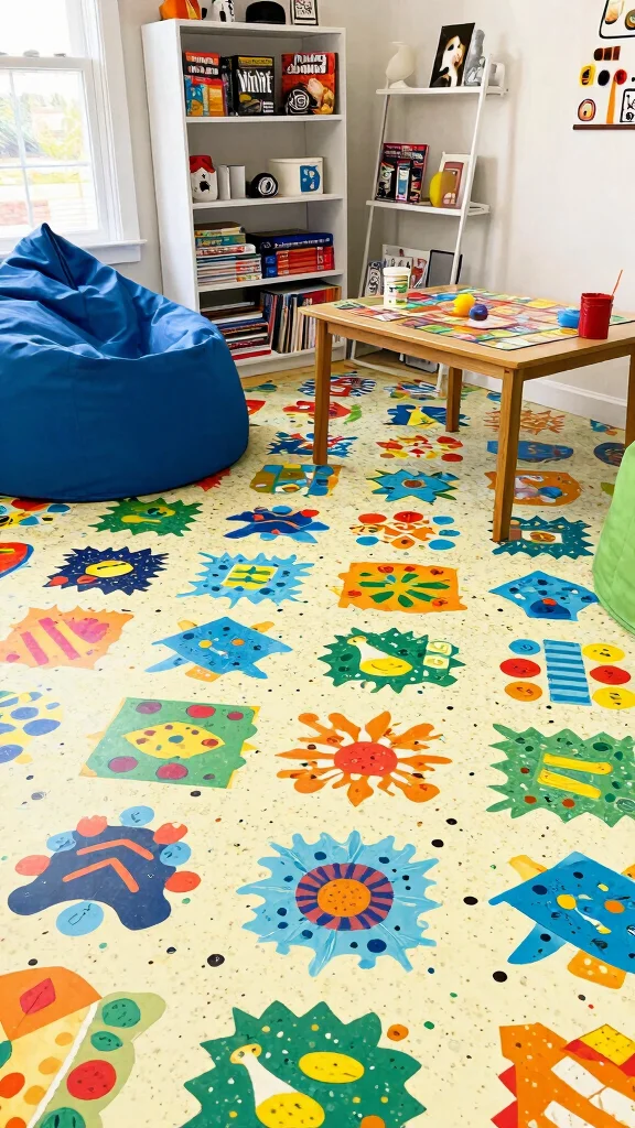 11 Game Room Flooring Ideas That Are Durable and Look Great - 9. Linoleum Flooring 1