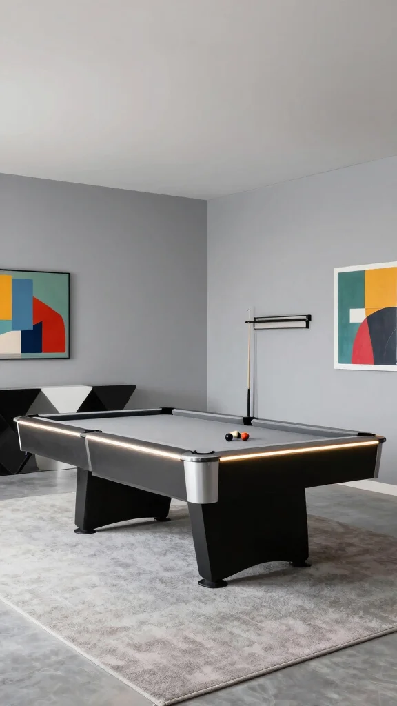 11 Game Room Ideas With a Pool Table for the Perfect Game Night - 2. Modern Minimalist Vibes 1