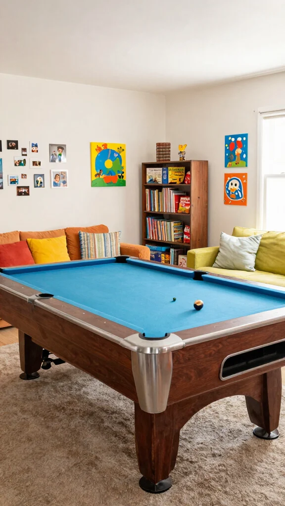 11 Game Room Ideas With a Pool Table for the Perfect Game Night - 4. Cozy Family Game Room 1