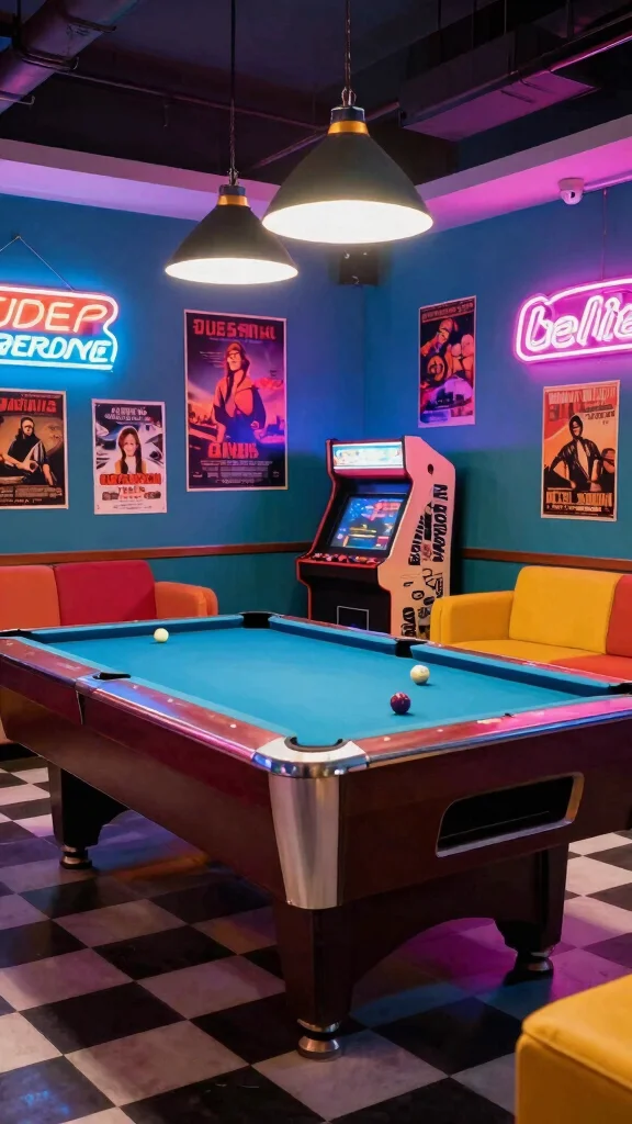 11 Game Room Ideas With a Pool Table for the Perfect Game Night - 5. Retro Game Room 1