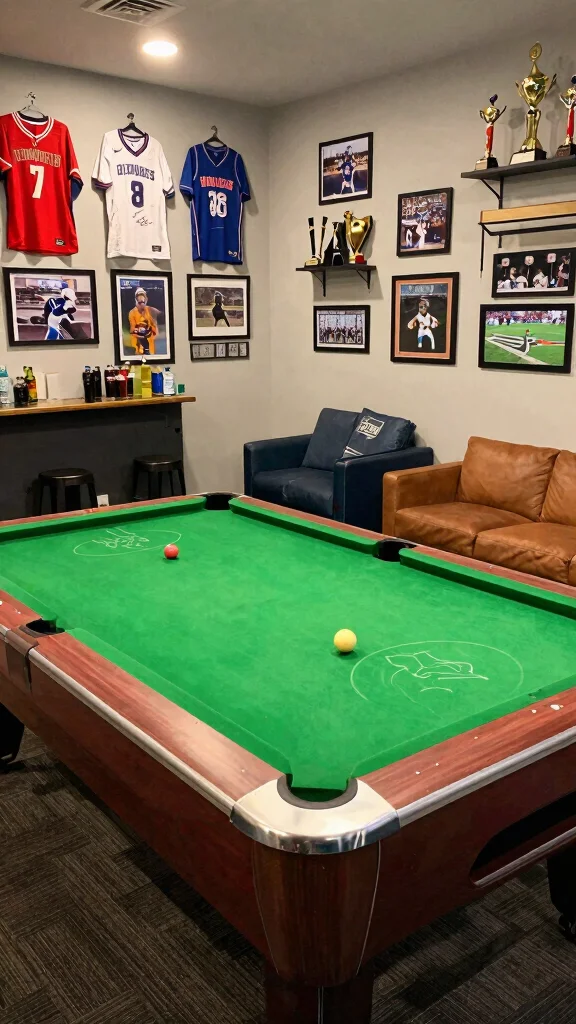 11 Game Room Ideas With a Pool Table for the Perfect Game Night - 6. Sports Fanatic’s Paradise 1