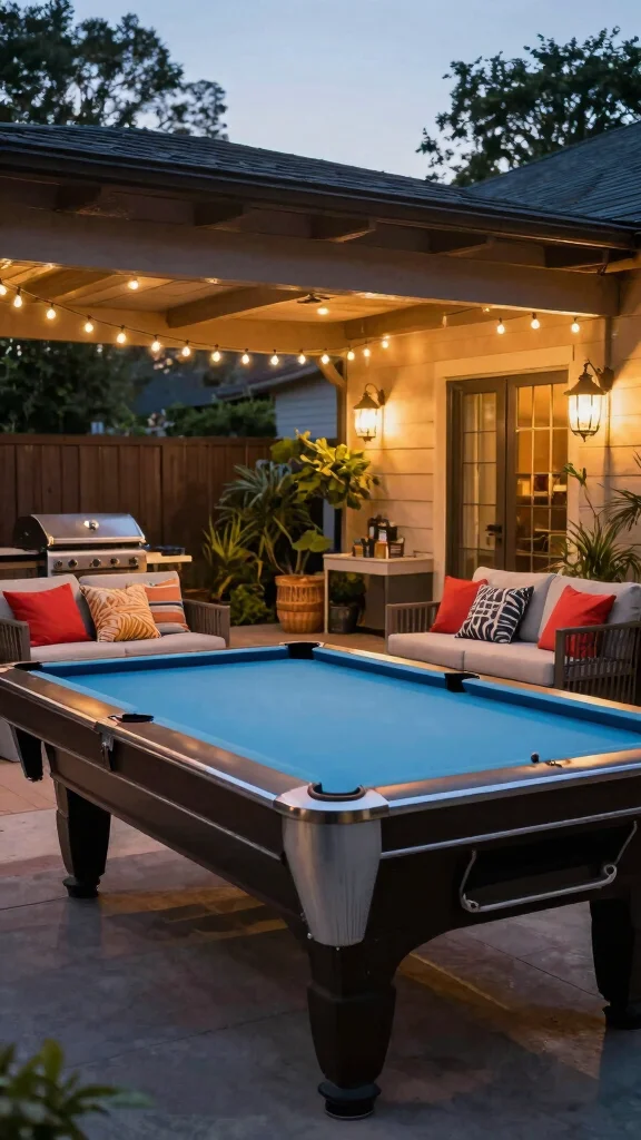 11 Game Room Ideas With a Pool Table for the Perfect Game Night - 8. Outdoor Game Room Experience 1