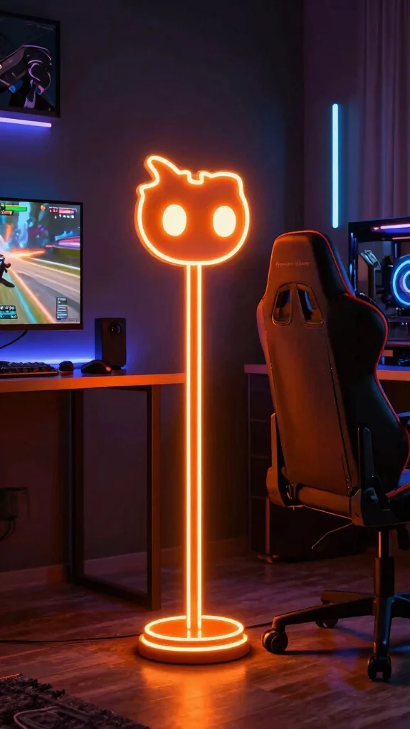 11 Game Room Neon Light Ideas That Turn Any Room Into an Arcade - 4. Neon Floor Lamps 1
