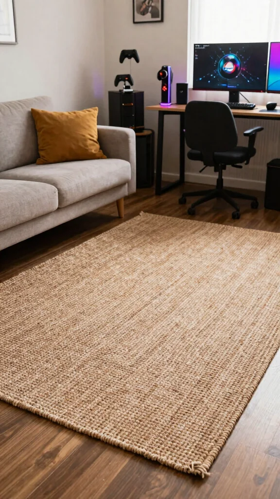 11 Game Room Rug Ideas That Define the Space and Add Comfort - 8. Natural Fiber Rugs 1