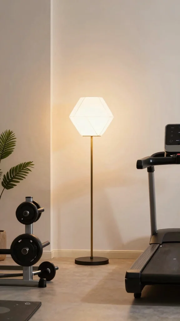 11 Hexagon Light Ideas for Home Gyms That Add Style and Energy - 11. Hexagon Floor Lamps for Statement Lighting 1
