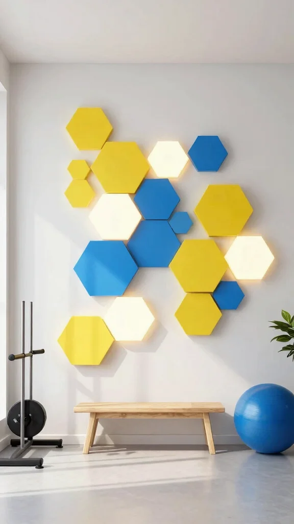 11 Hexagon Light Ideas for Home Gyms That Add Style and Energy - 2. Artistic Geometric Wall Arrangements 1