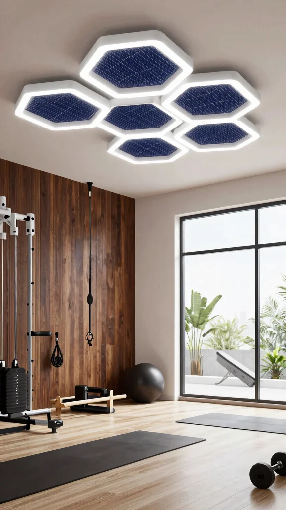 11 Hexagon Light Ideas for Home Gyms That Add Style and Energy - 5. Eco-Friendly Solar-Powered Hexagon Lights 1