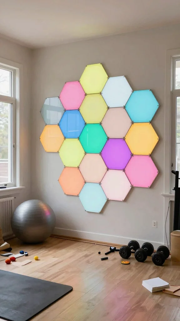 11 Hexagon Light Ideas for Home Gyms That Add Style and Energy - 6. Customizable DIY Hexagon Light Panel 1