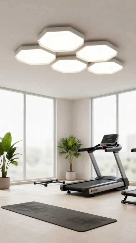 11 Hexagon Light Ideas for Home Gyms That Add Style and Energy - 7. Minimalist Hexagon Ceiling Lights 1
