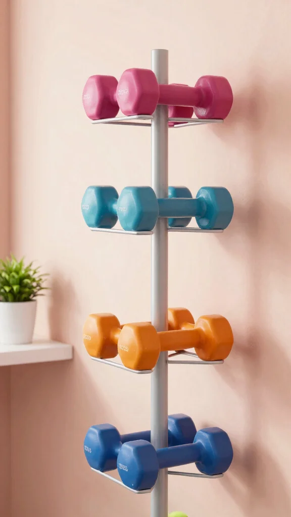 11 Home Gym Equipment Storage Ideas That Keep Everything Accessible - 1. Vertical Wall Racks for Dumbbells and More 1