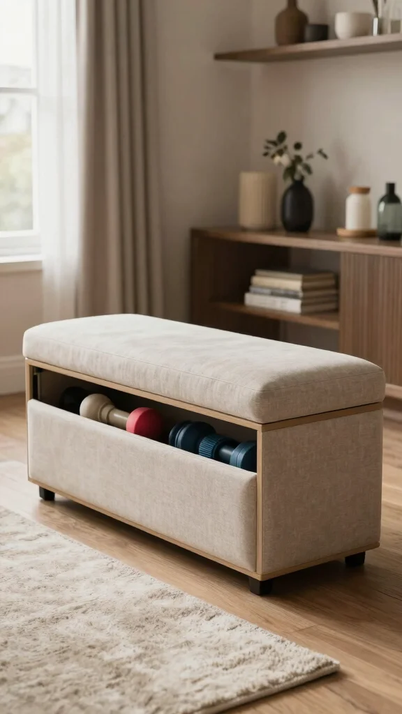 11 Home Gym Equipment Storage Ideas That Keep Everything Accessible - 2. Multi-Functional Furniture 1