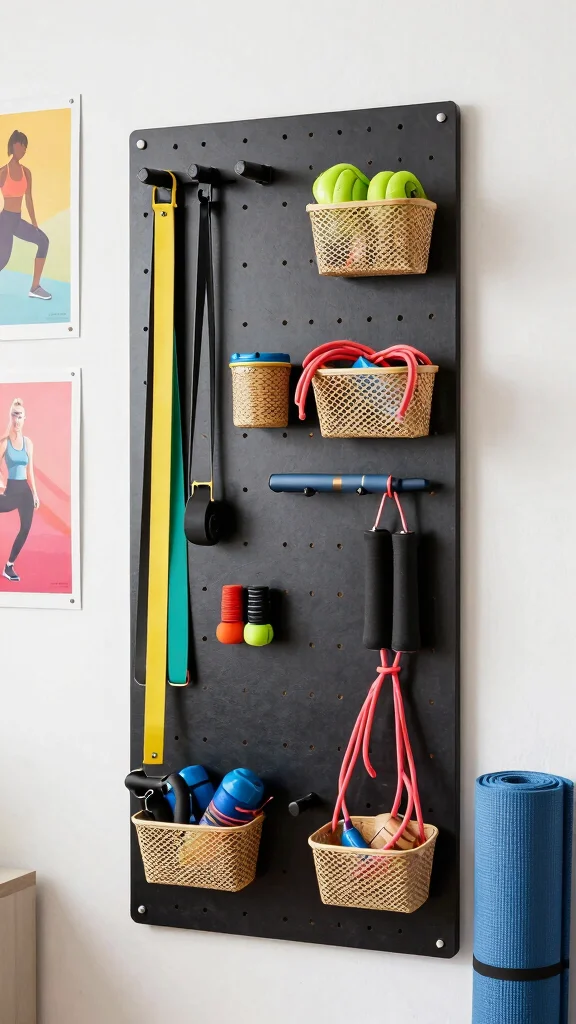 11 Home Gym Equipment Storage Ideas That Keep Everything Accessible - 4. Pegboards for Customizable Storage 1