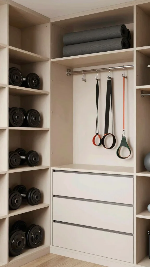 11 Home Gym Equipment Storage Ideas That Keep Everything Accessible - 9. Custom Closet Solutions 1