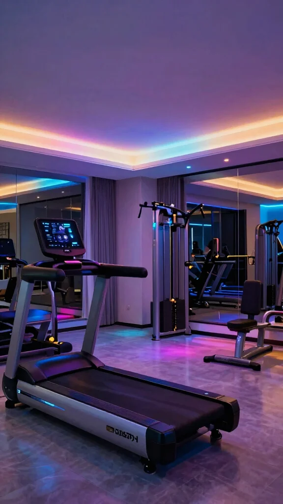 11 Home Gym LED Lighting Ideas for Energy and the Perfect Vibe - 10. Smart LED Lights 1