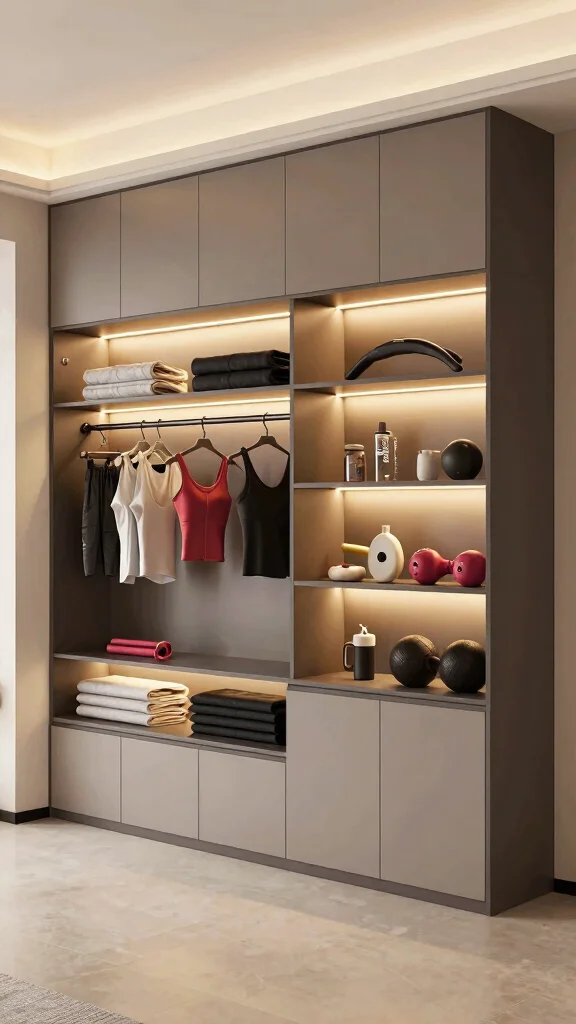 11 Home Gym LED Lighting Ideas for Energy and the Perfect Vibe - 5. Under-Shelf and Cabinet Lighting 1