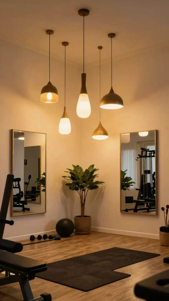 11 Home Gym LED Lighting Ideas for Energy and the Perfect Vibe - 6. Pendant Lighting for Style 1