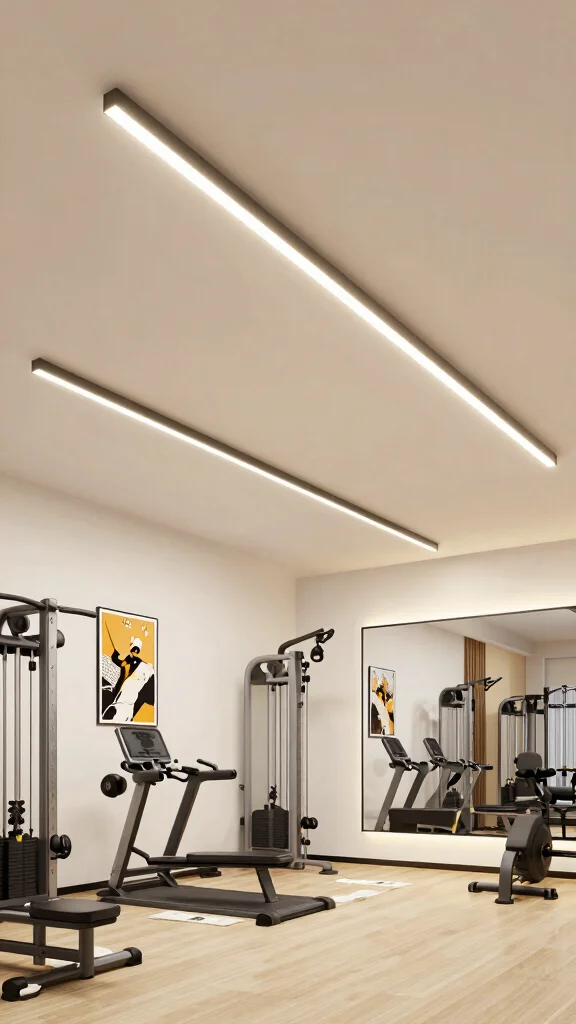 11 Home Gym LED Lighting Ideas for Energy and the Perfect Vibe - 9. LED Track Lighting 1