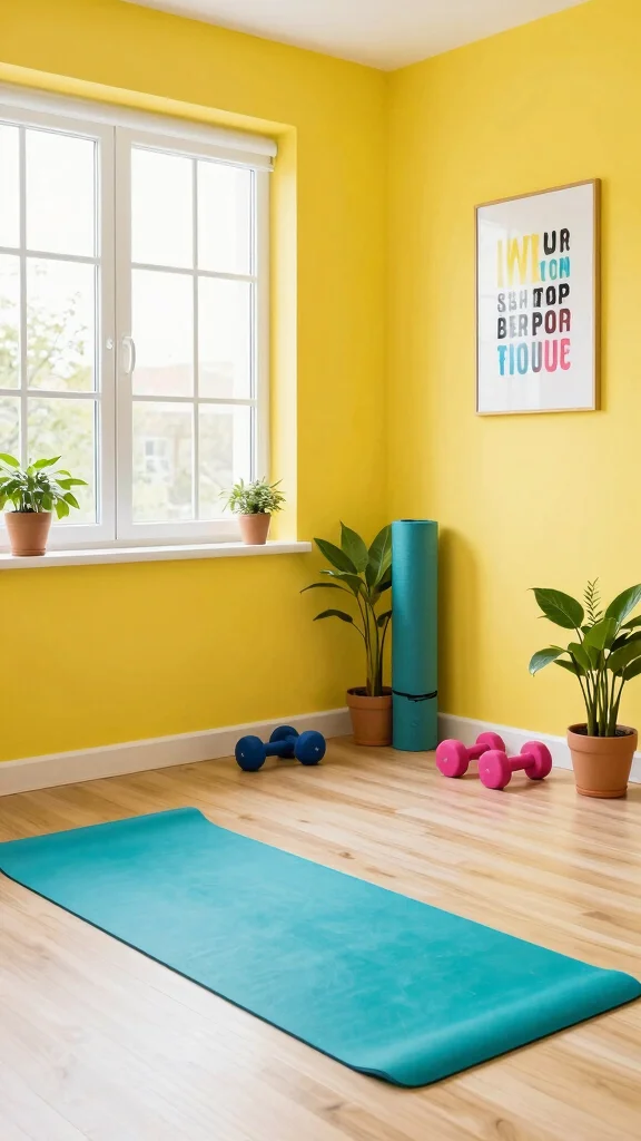 11 Home Gym Paint Colors That Boost Energy and Focus - 1. Energizing Lemon Yellow 1