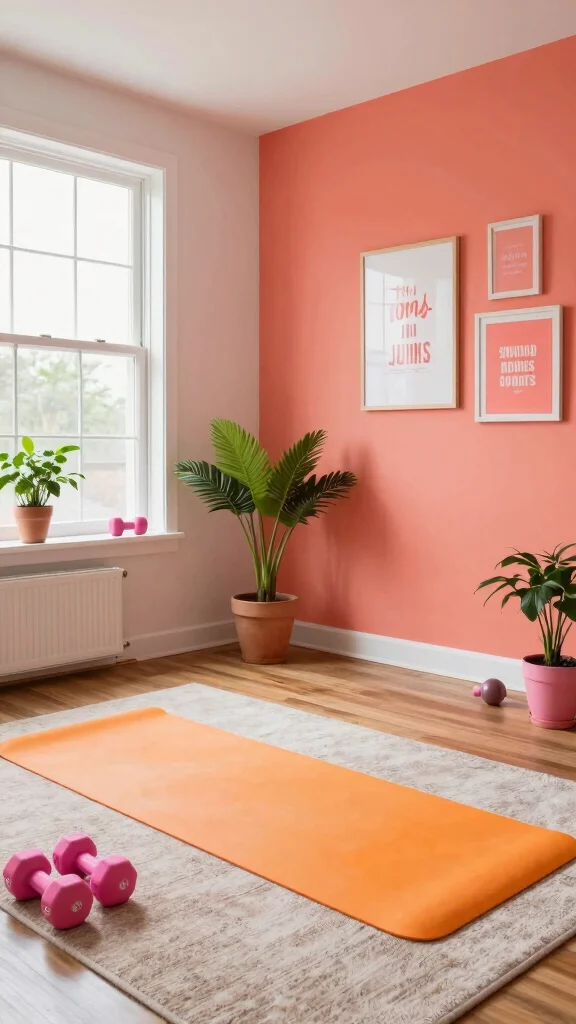 11 Home Gym Paint Colors That Boost Energy and Focus - 3. Vibrant Coral 1