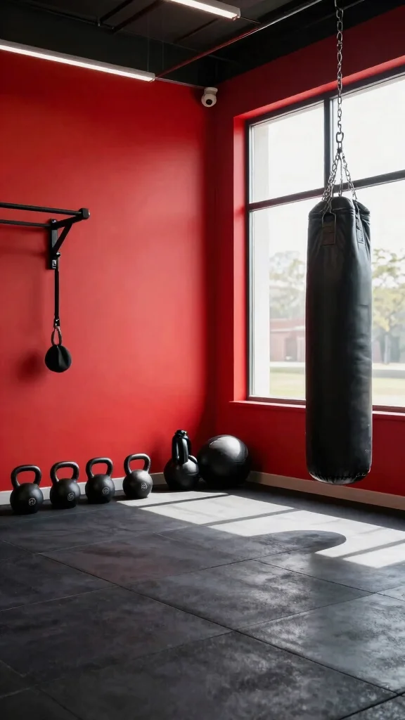 11 Home Gym Paint Colors That Boost Energy and Focus - 6. Bold Red for Power 1