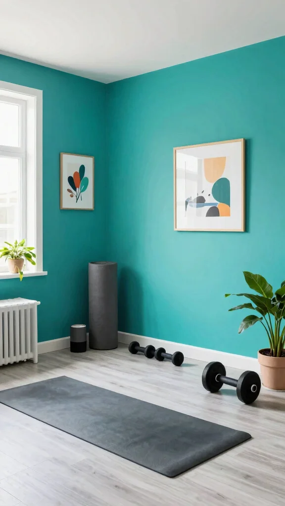 11 Home Gym Paint Colors That Boost Energy and Focus - 7. Refreshing Teal 1