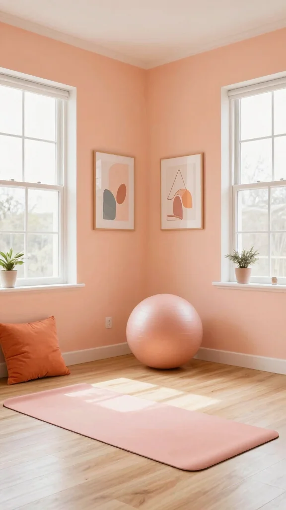 11 Home Gym Paint Colors That Boost Energy and Focus - 8. Uplifting Peach 1